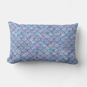 Blue Mermaid Fish Scales Holographic Trendy Glam Lendenkissen