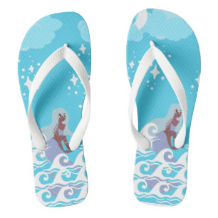 Blue Mermaid Flip Flops