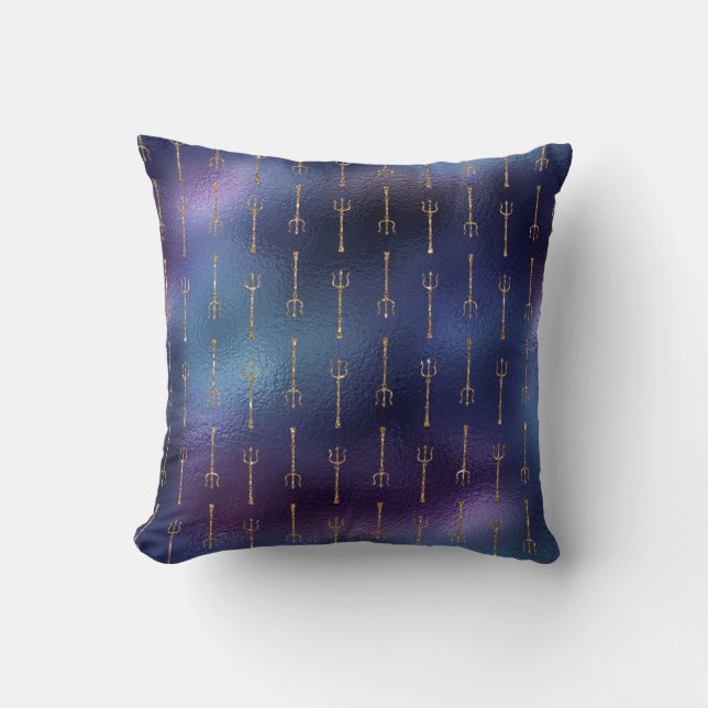 Blue Mermaid Glitzer - Trident pattern - Kissen (Vorderseite)