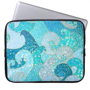 Blue Mermaid Imitate Glitzer Sea- Aquamariner Gold Laptopschutzhülle