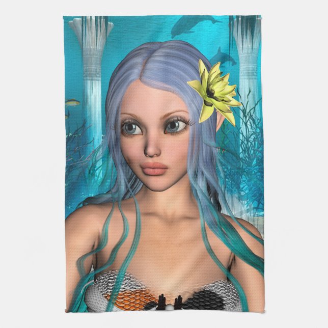Blue Mermaid Küchentuch (Vertikal)