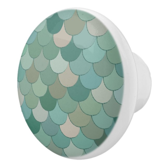 Blue Mermaid Merman Serpent Dragon Scales Keramikknauf (Rechts)