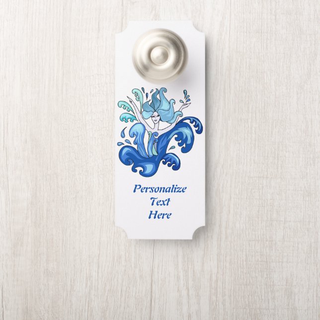 Blue Mermaid Ocean Bath Dusche Room Türanhänger (Auf Knauf)