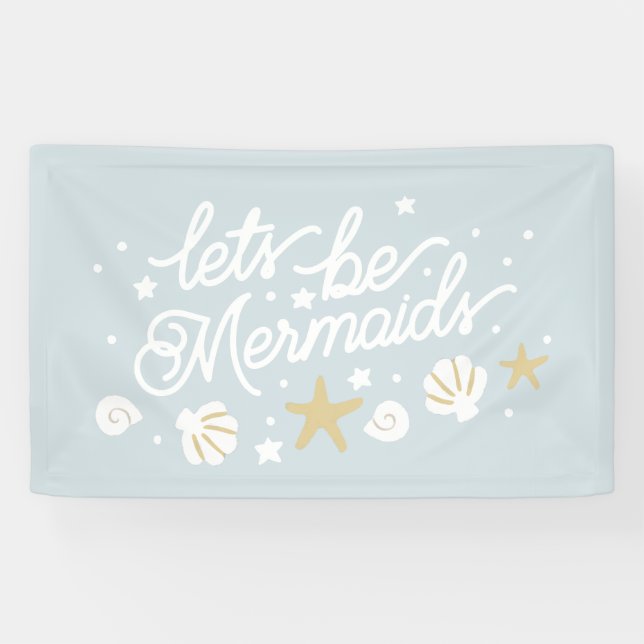 Blue Mermaid Party Girls Geburtstag Banner (Horizontal)