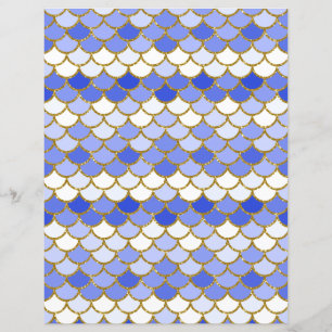 Blue Mermaid Scales Scrapbook Paper