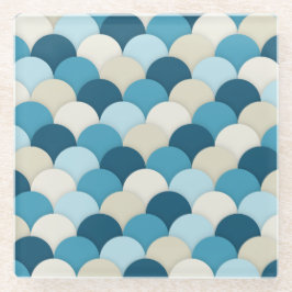 Blue Mermaid Scallop Muster Moderne Technik Glasuntersetzer