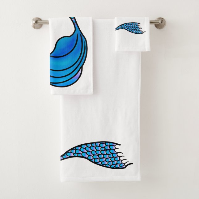 Blue Mermaid Schwanz auf Badetuch Set (Insitu)