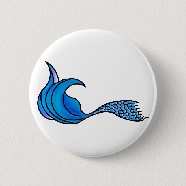Blue mermaid-Schwanz auf einem Button/Knopf Button (Vorderseite)