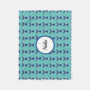 Blue Mermaid Schwanz Fleecedecke