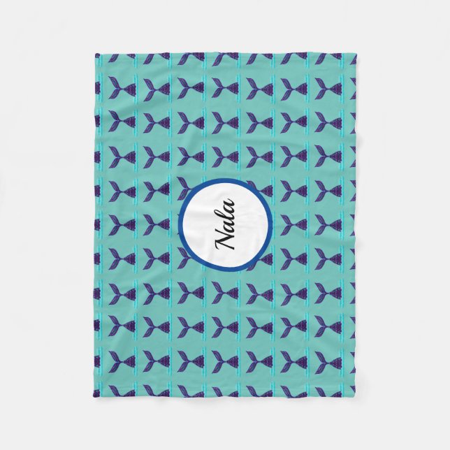 Blue Mermaid Schwanz Fleecedecke (Vorderseite)