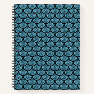 Blue Mermaid-Skala mit Glitzer-Effekt Notizbuch