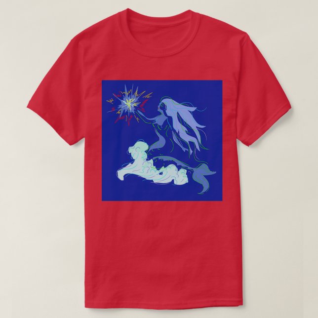 Blue Mermaid Spirit and Stars T-Shirt (Design vorne)