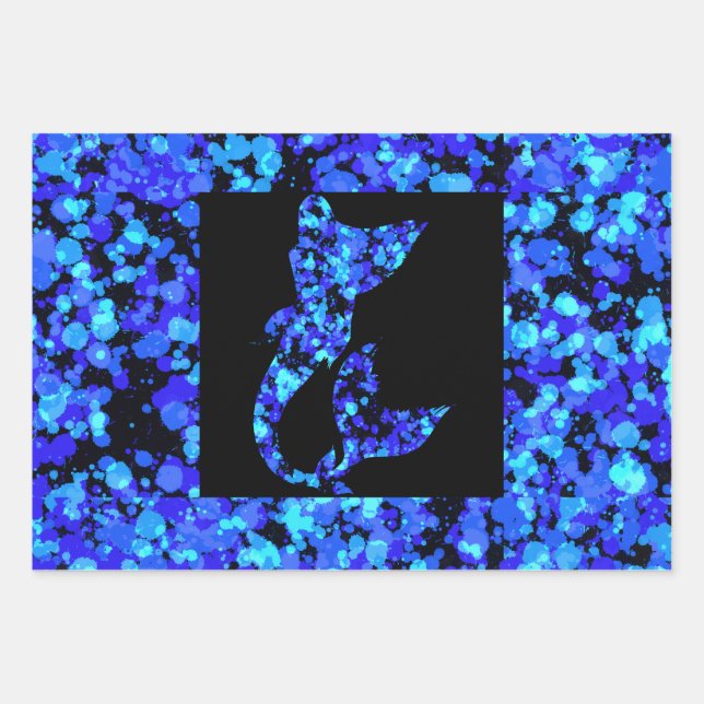 Blue mermaid Splattered Paint  Geschenkpapier Set (Vorderseite 3)
