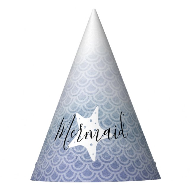 Blue Mermaid Starfish Birthday Party Hat Partyhütchen (Vorderseite)
