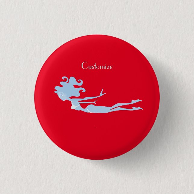 Blue Mermaid Swimmer Thunder_Cove Button (Vorderseite)