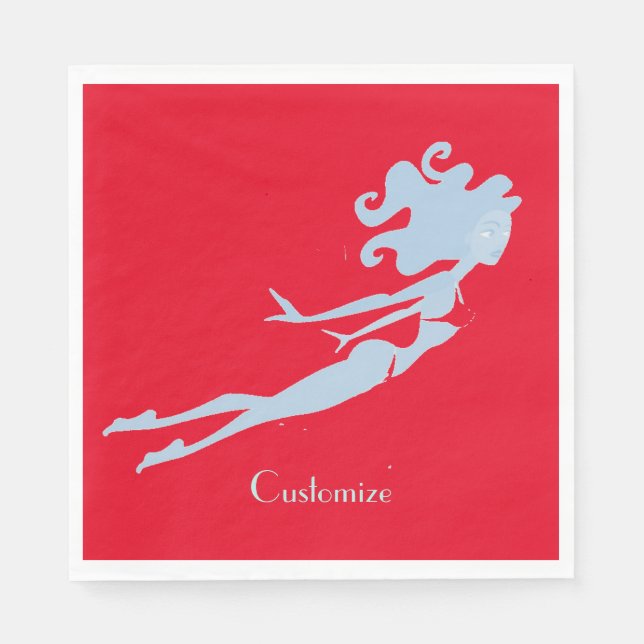 Blue Mermaid Swimmer Thunder_Cove Serviette (Vorderseite)