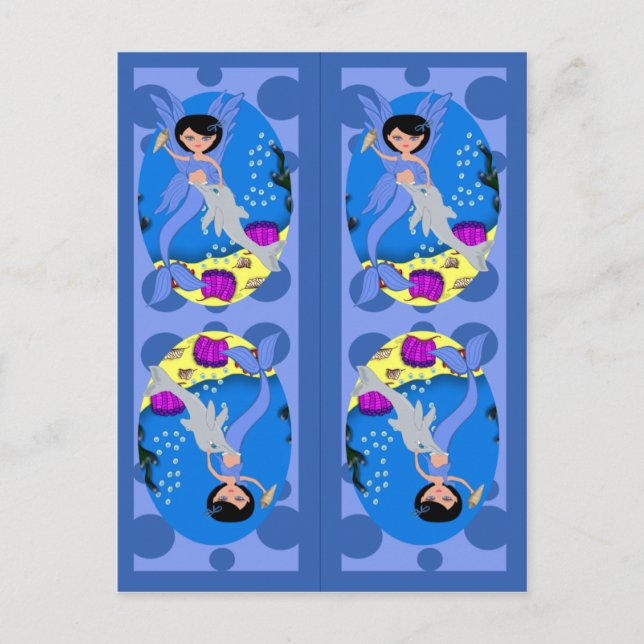 Blue Mermaid und Merfaery Lesezeichen Postkarte (Vorderseite)