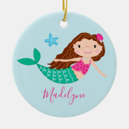 Blue Mermaid Weihnachtsschrift Name Keramik Ornament