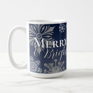 Blue Merry and Bright Snowflakes Weihnachten Kaffeetasse