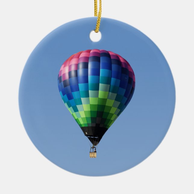 Blue Merry Christmas Gooberfish Hot Air Ballon Keramik Ornament (Vorne)