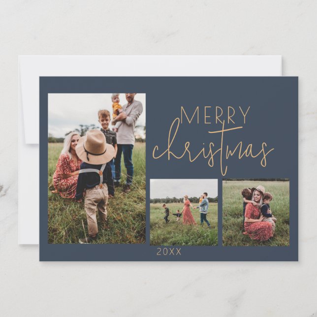 Blue MERRY Weihnachtskarte Feiertagskarte (Vorderseite)