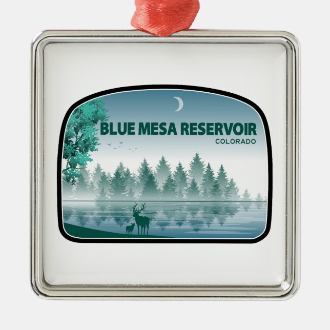 Blue Mesa Reservoir Colorado Deer Ornament Aus Metall (Vorne)