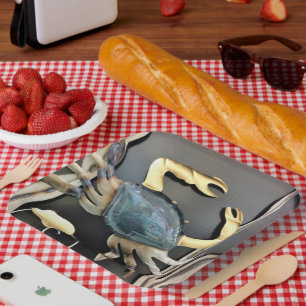 Blue Metal Art Crab Pappteller