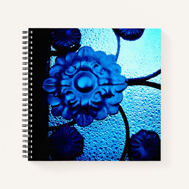 Blue Metal Blume Notizbuch (Vorderseite)