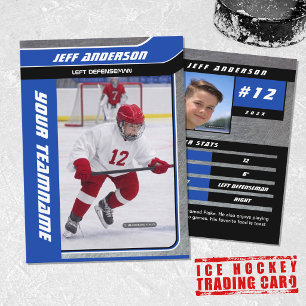 Blue Metal Ice Hockey Trading Card Telefonnummerkarte