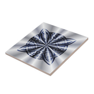 Blue Metallic Celtic Knot Original Art Fliese