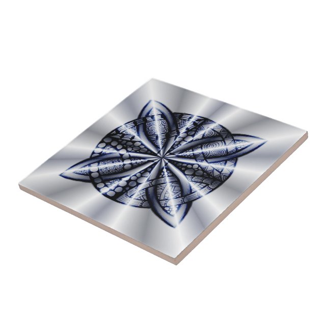 Blue Metallic Celtic Knot Original Art Fliese (Seite)