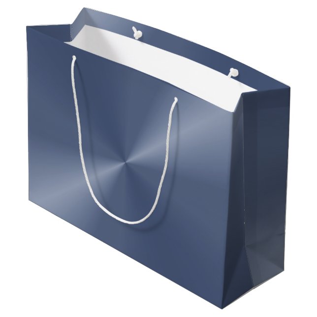Blue Metallic Gift Bag Große Geschenktüte (Rückseite Schrägansicht)