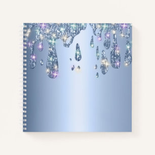 Blue Metallic Glitzer Tropfen Sparkle Bling Notizbuch