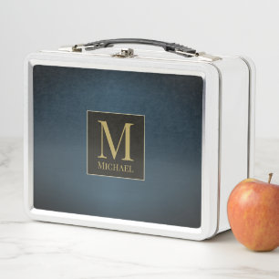 Blue Metallic Metal Lunch Box