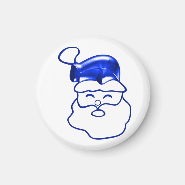 Blue Metallic Santa Face Weihnachten Magnet (Vorne)