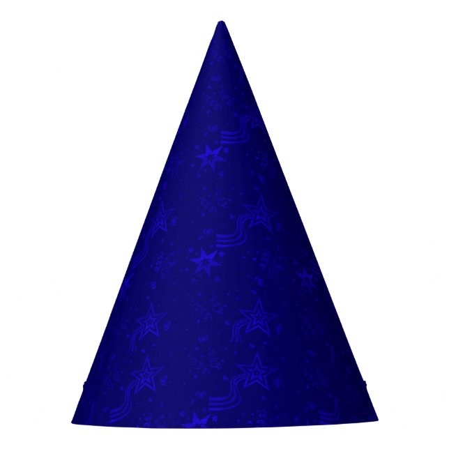 Blue Metallic Stars-PAPER PARTY HATS Partyhütchen (Vorderseite)