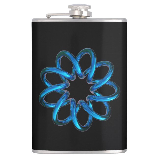 Blue Metallic Torus Knot Flachmann (Vorderseite)