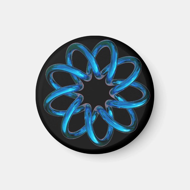 Blue Metallic Torus Knot Magnet (Vorne)