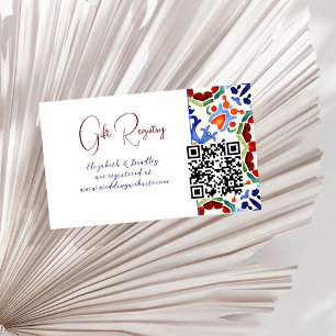 Blue Mexican Folk farbenfrohe Fliesen qr Geschenkk Begleitkarte
