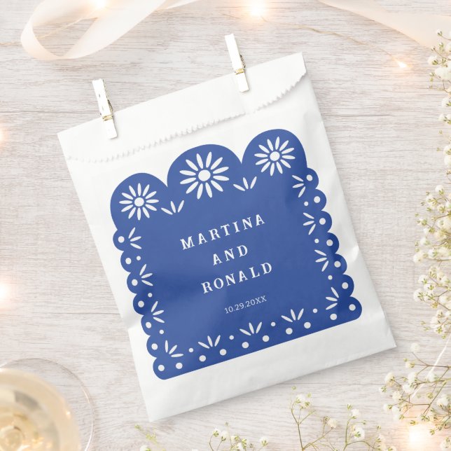 Blue MEXICAN PAPEL PICADO Geschenktütchen (Ausgeschnitten)