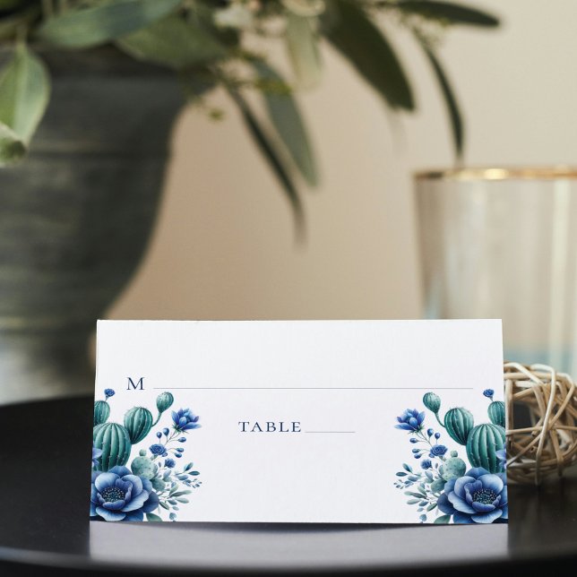 Blue Mexican Style Quinceñera Personalisiert Platzkarte (Von Creator hochgeladen)