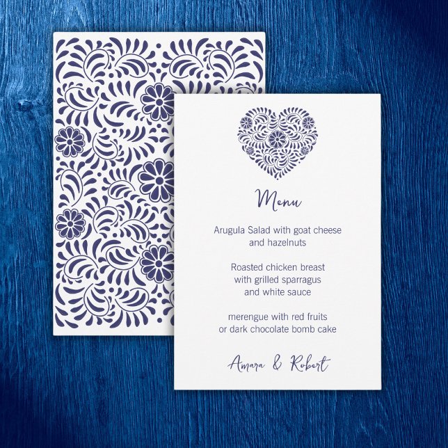 Blue Mexican Talavera Herz Ankündigung (Von Creator hochgeladen)