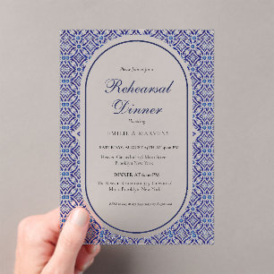 Blue Mexican Talavera Spanisch Probe Dinner Acryleinladungen