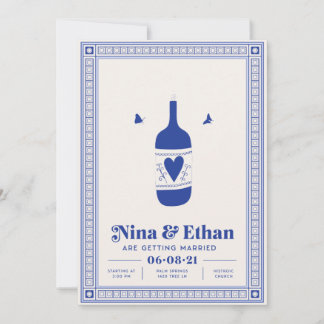 Blue Minimal Wedding Einladung | Elegant und einfa
