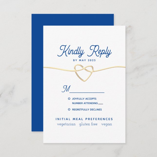 Blue Minimal Wedding RSVP Card (Vorne/Hinten)