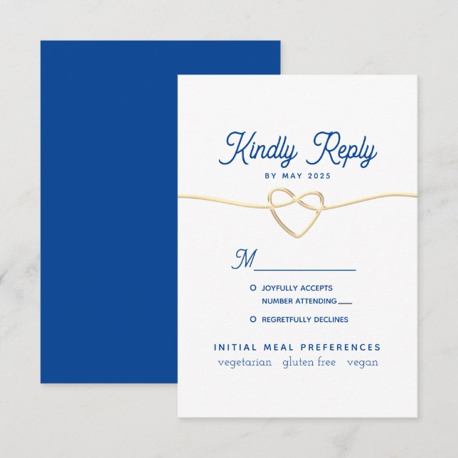 Blue Minimal Wedding RSVP Card Karte (Vorne/Hinten)