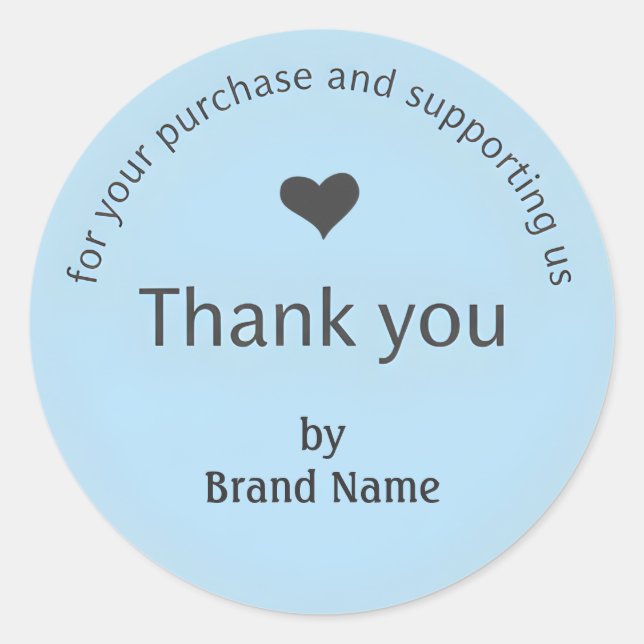 Blue Minimalist Thank You Business Sticker  (Vorderseite)