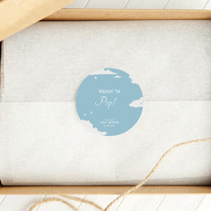 Blue Minimalistic Bereit zum Pop Babydusche Runder Aufkleber