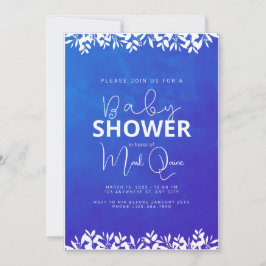 Blue Minimalistisch Baby Dusche Einladung