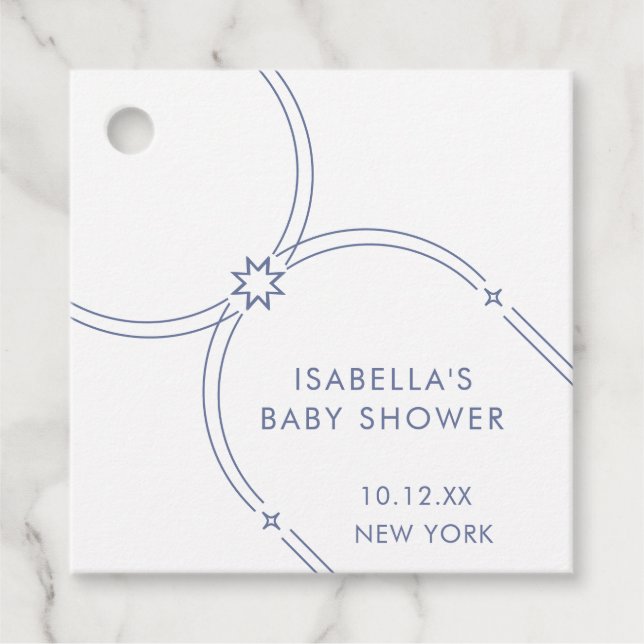 Blue Minimalistisch Boho Arch Baby Dusche Geschenkanhänger (Vorderseite)